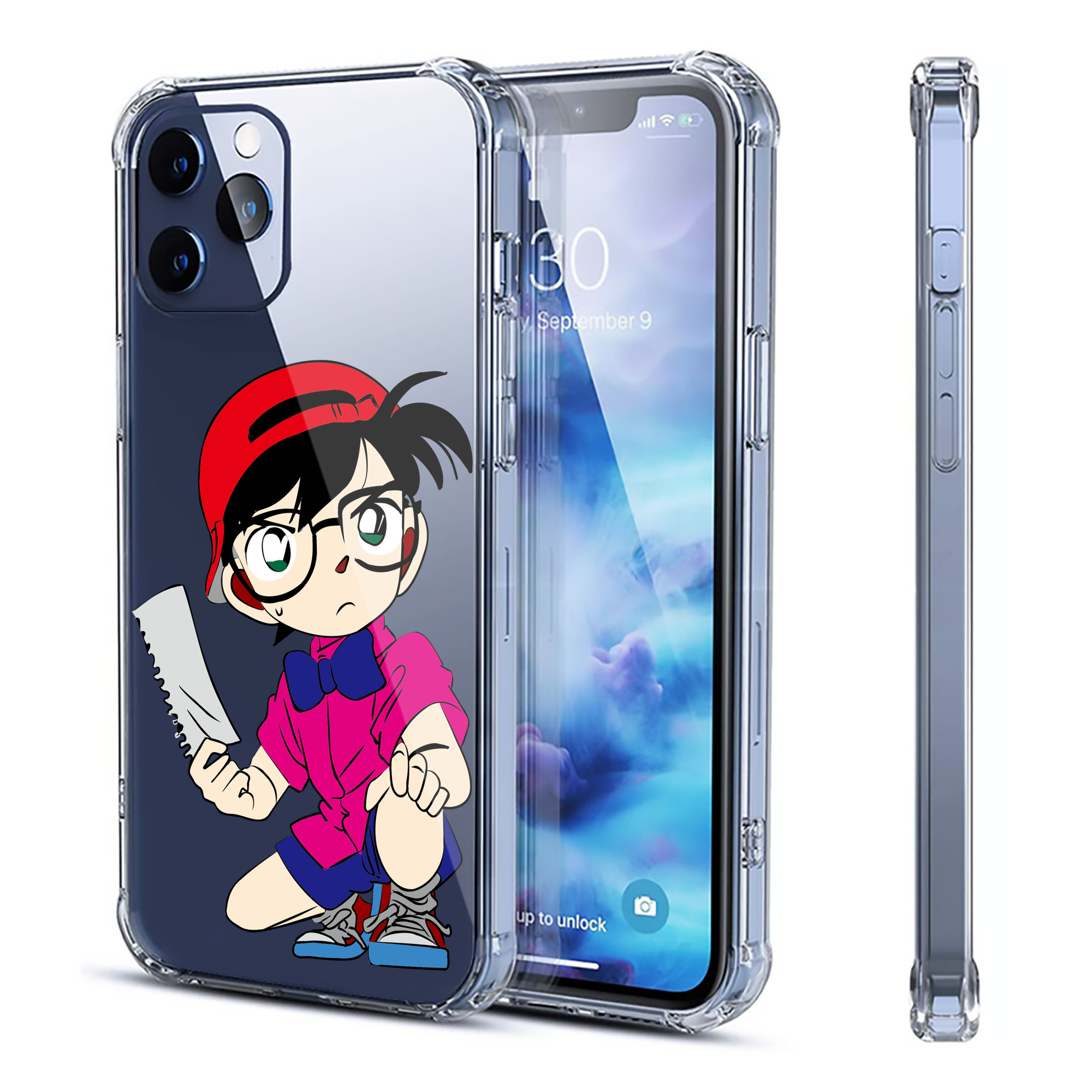 （画像用） 名探偵コナン 江戸川 コナン Detective Conan Conan Edogawa 【iPhone 12シリーズ対応】透明スマホケース（クリアソフトケース）